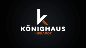 Das Könighaus Infrarot Logo auf dunklem Hintergrund