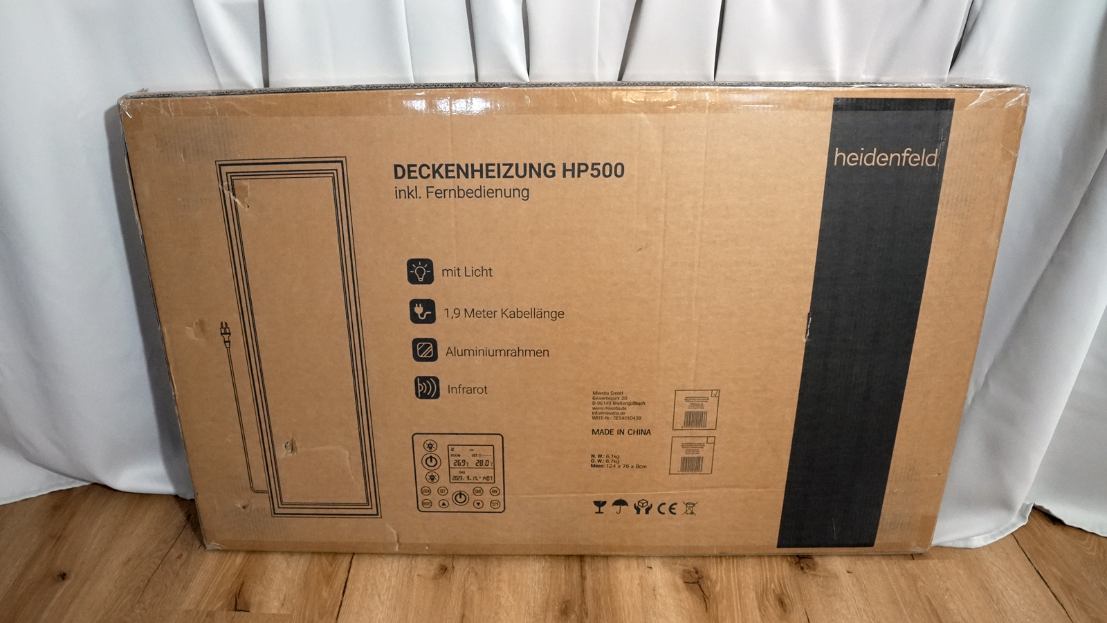 Decken-Infrarotheizung-HF-HP-500-Miweba-Heidenfeld-Verpackt