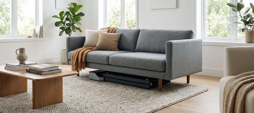 Walkingpad-unter-dem-Sofa-verstaut