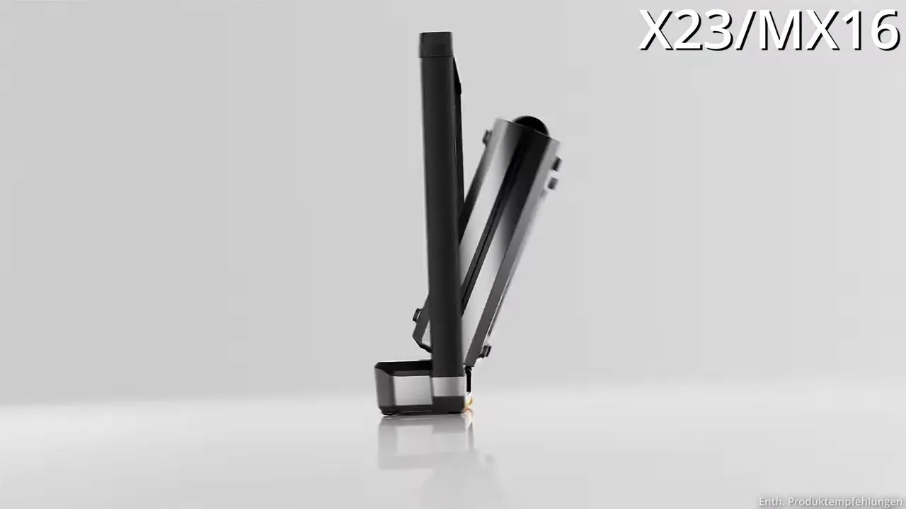 WalkingPad X23 (MX16) Seitenprofil gefaltet auf weißem Hintergrund, kantiges Design sichtbar