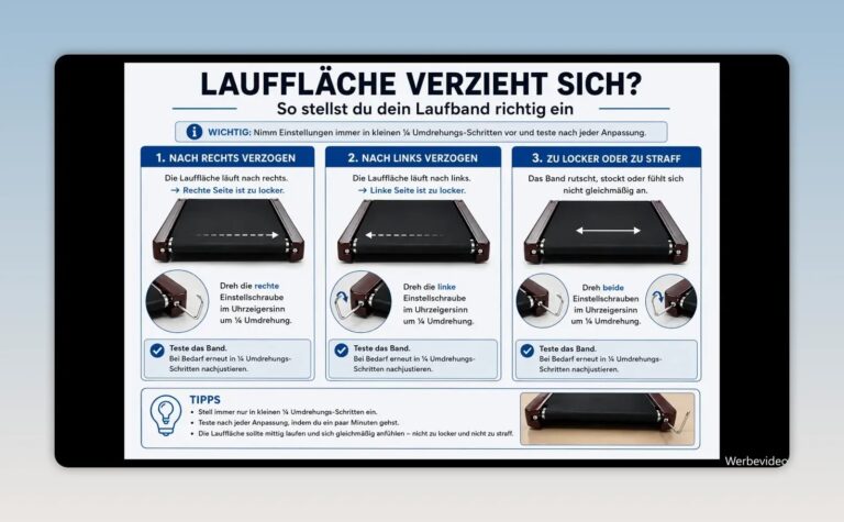 Grafische Anleitung zum Zentrieren einer verzogenen Walking-Pad-Lauffläche