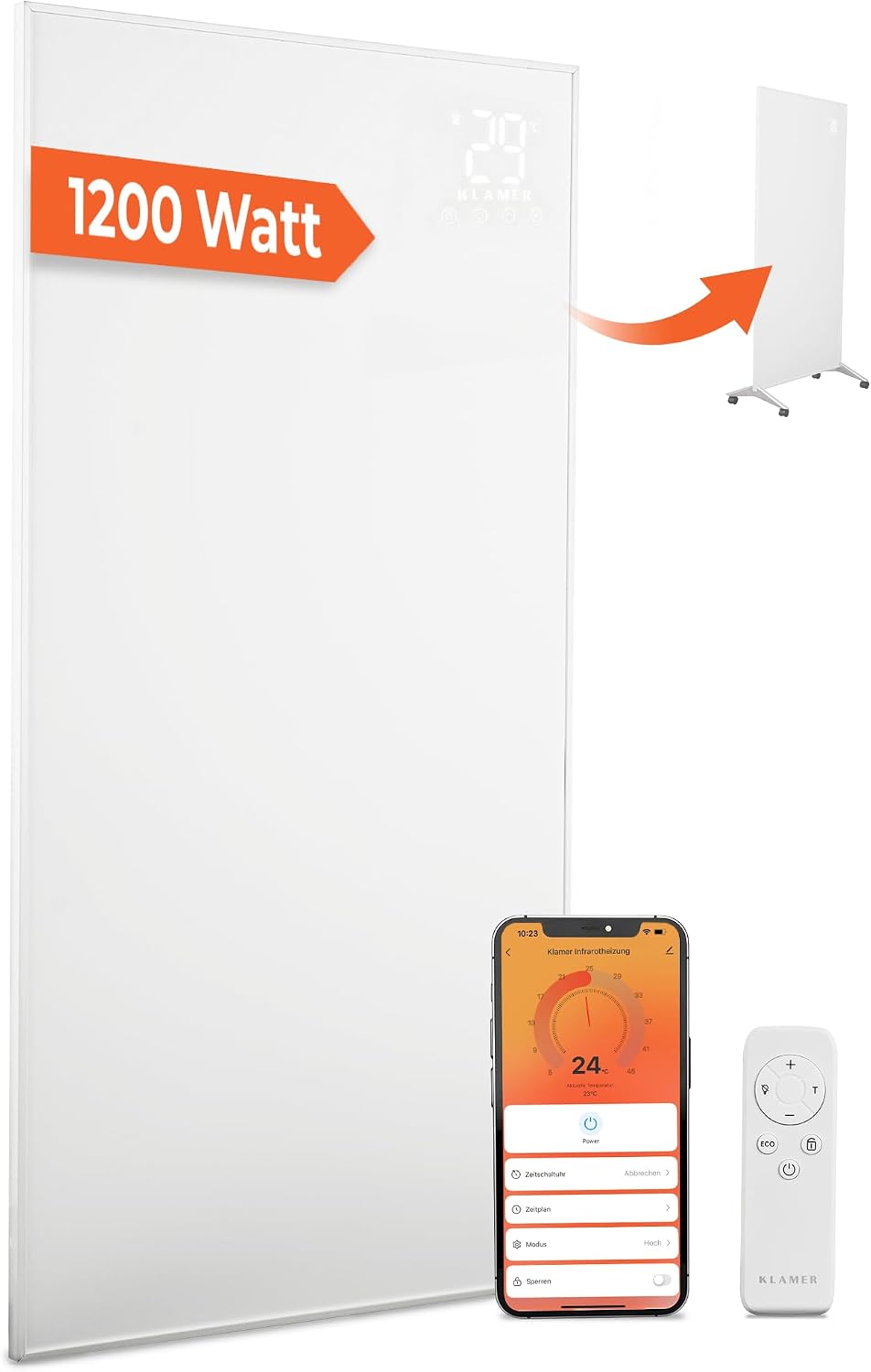 Smarte Infrarotheizung: die Top 3 2 KLAMER Infrarotheizung 1200 W